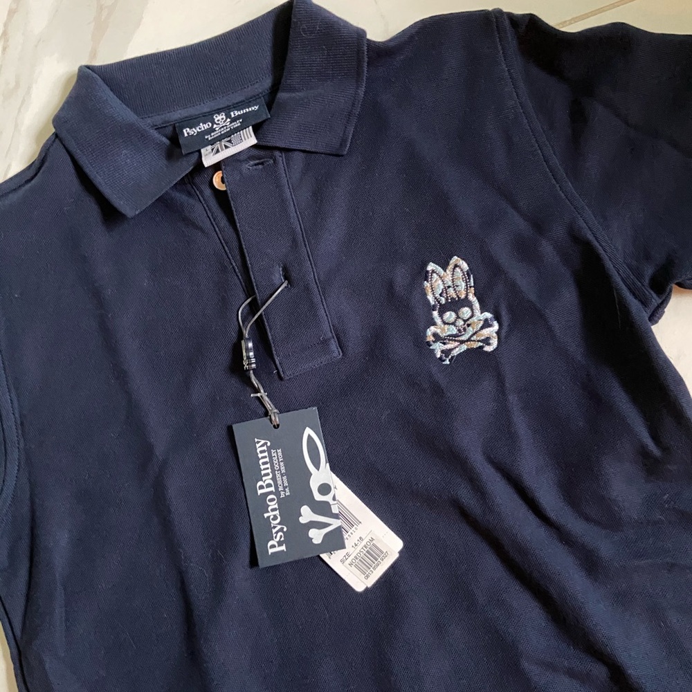 Navy Blue Psycho Bunny Polo Shirt Boys size L